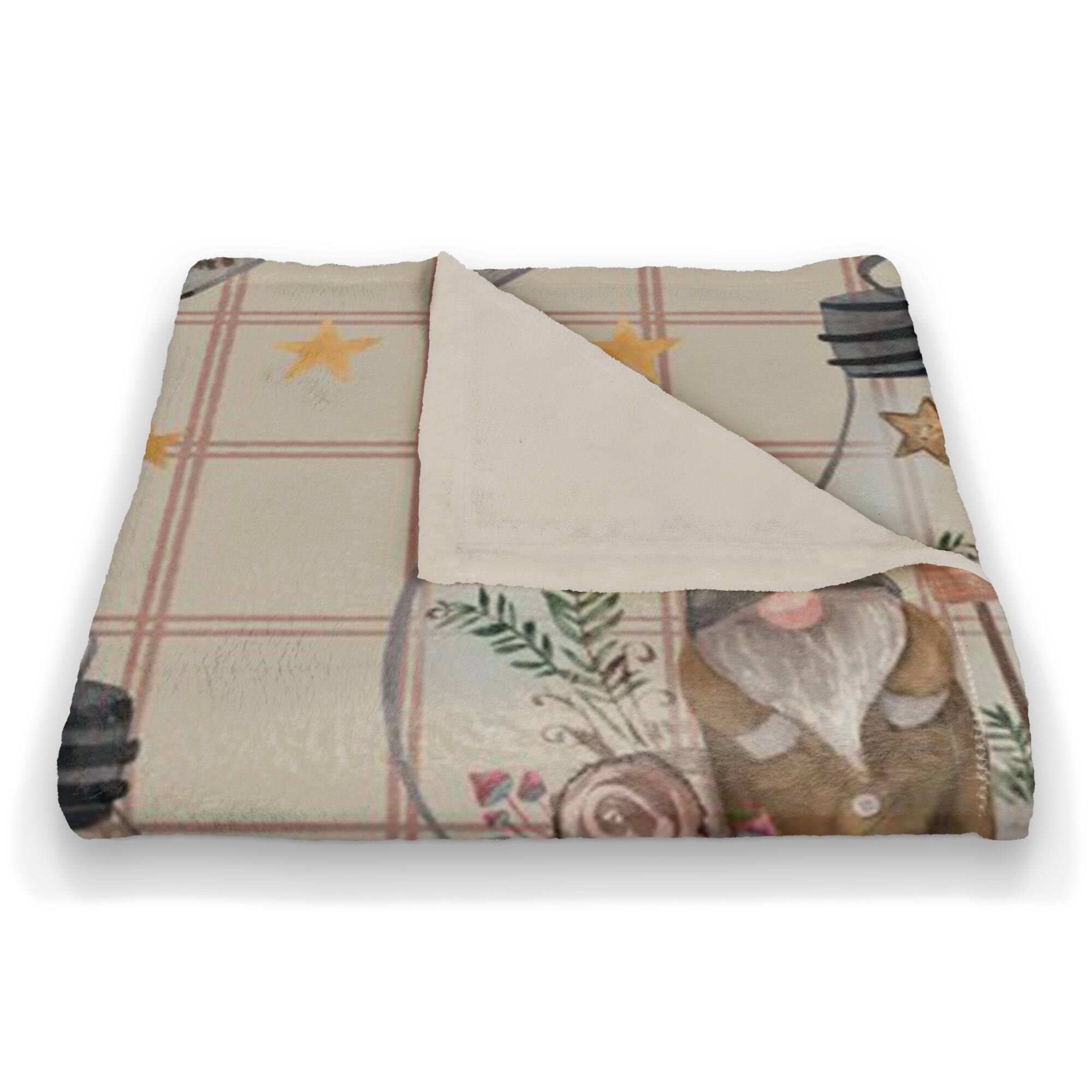 and Check Gnome Globe Pattern Coral Fleece Blanket